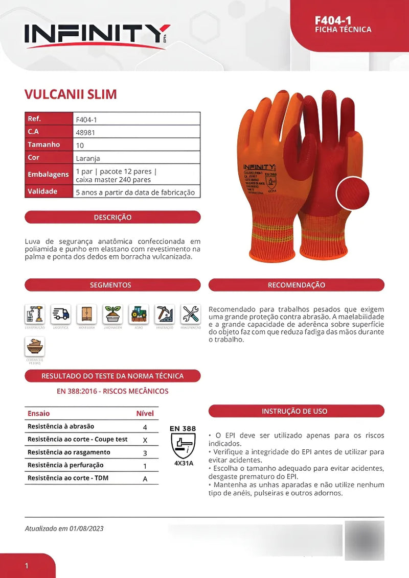 Luva Vulcanizada Slim Serviços Gerais CA 48981