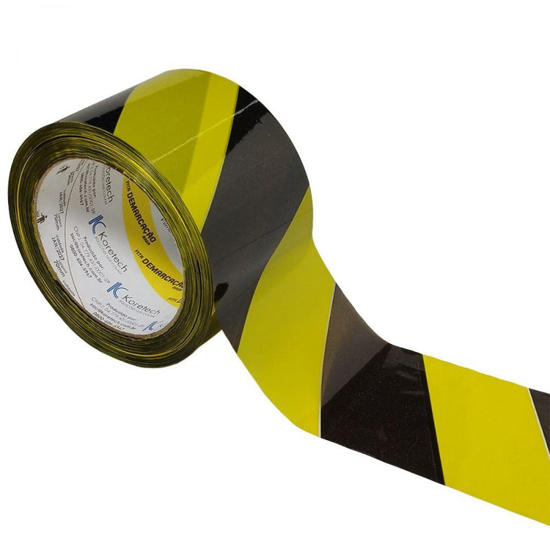 Fita Zebrada Preta/Amarela Para Sinalização