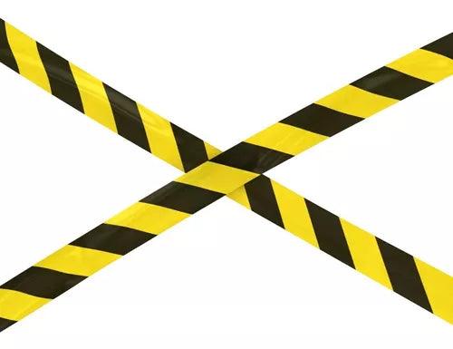 Fita Zebrada Preta/Amarela Para Sinalização