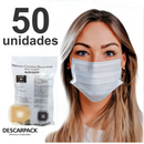 Máscara Descartável Tripla Proteção Clip Nasal 50 Unidades